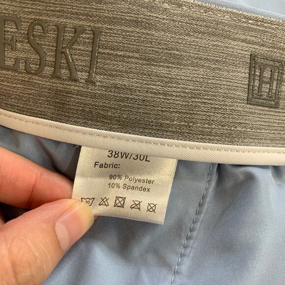 Hreski Pants Mens 38 Baby Blue Moisture Wicking Performance Chino Golf 27 Inseam - Picture 11 of 13